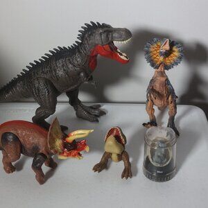 Lot of 5 Jurassic World Dinos: T-Rex Pop Ups, Tarbosaurus Massive Biters, Blue